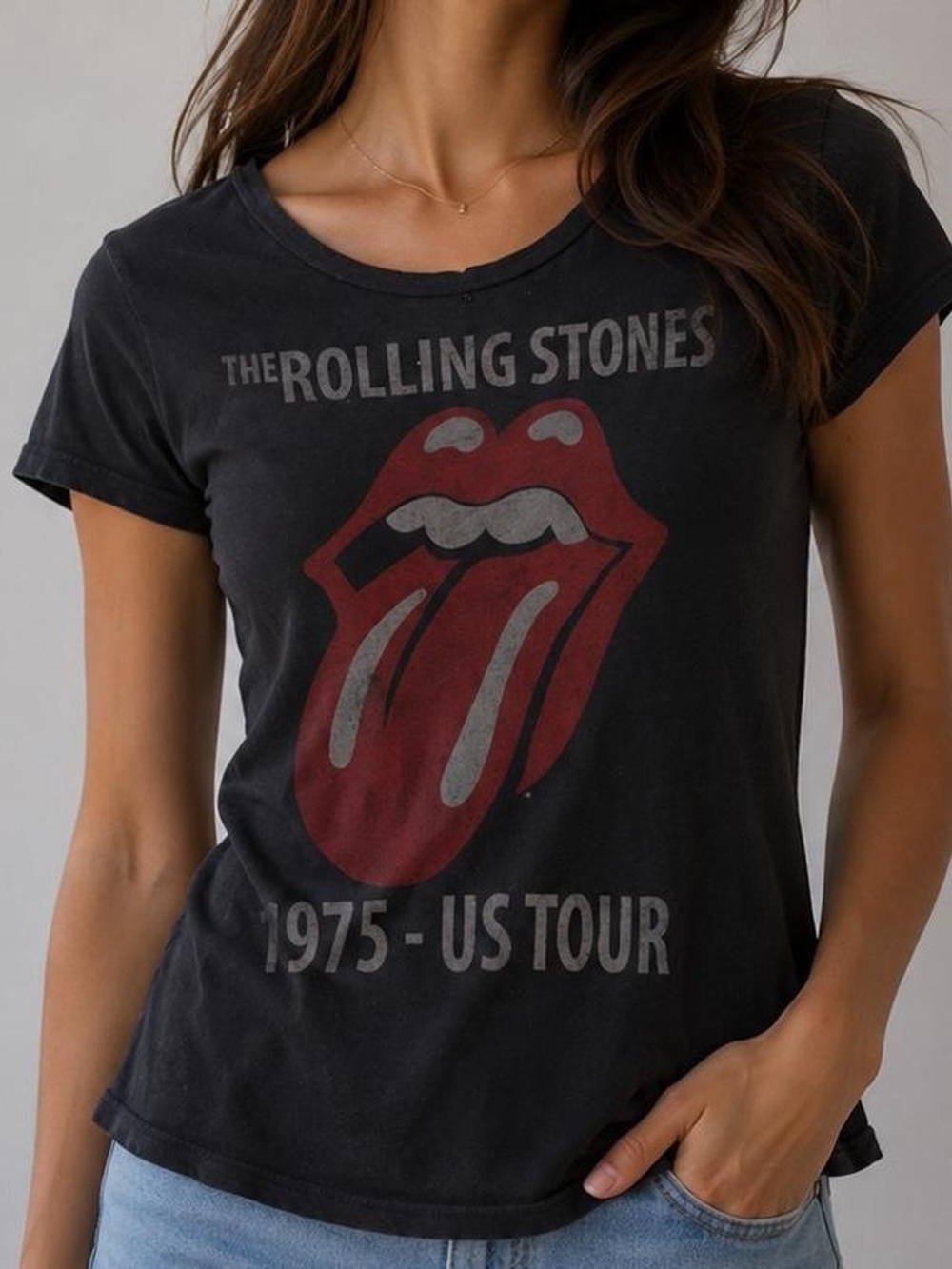The Rolling Stones 1975 US Tour Graphic Tee Black Size Small - Picture 2 of 6